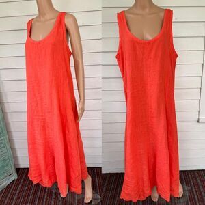 Ridley Orange Linen Sleeveless Maxi Dress XL
